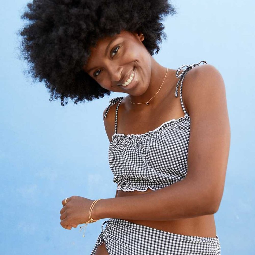 NWT Aerie Gingham Bandeau Bikini Top